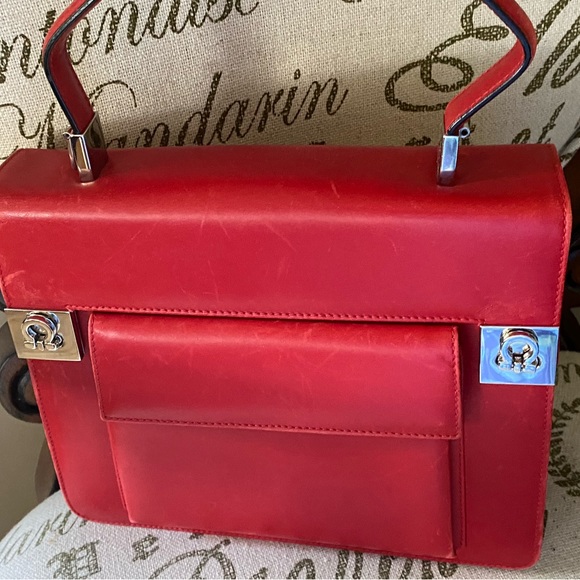 Vintage Salvatore Ferragamo red Italian leather handbag - Picture 1 of 16